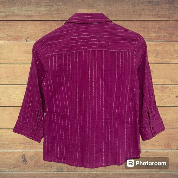 Style & Co Petite Fuchsia With Silver Strands Blouse Sz 6P GUC - Picture 2 of 4